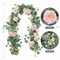 2 Pack 13Ft Artificial Eucalyptus Flower Garland with Pink Roses, Fake Rose Flower Greenery Garland Floral Vines for Wedding Home Party Table Runner Decor (2PCS, Pink)